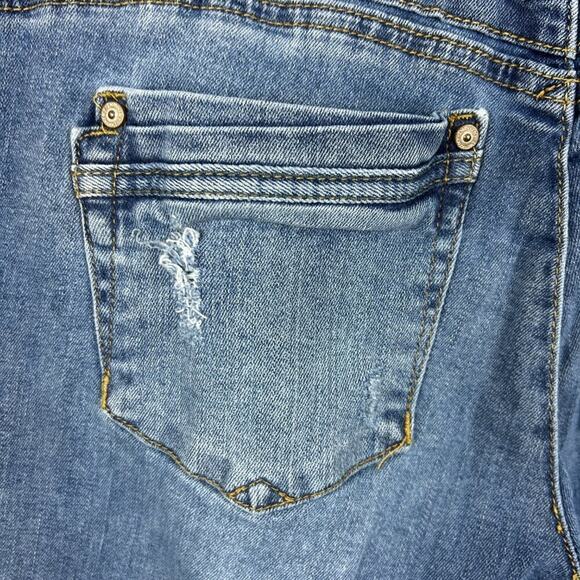 Democracy Women’s Size 4 Ab Solution Skinny Jeans Feather Embroidered Zip denim - Picture 5 of 5